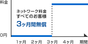 ネットワーク料金定額&3か月無料のイメージ