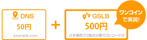 料金構成 DNS 50円＋GSLB 500円